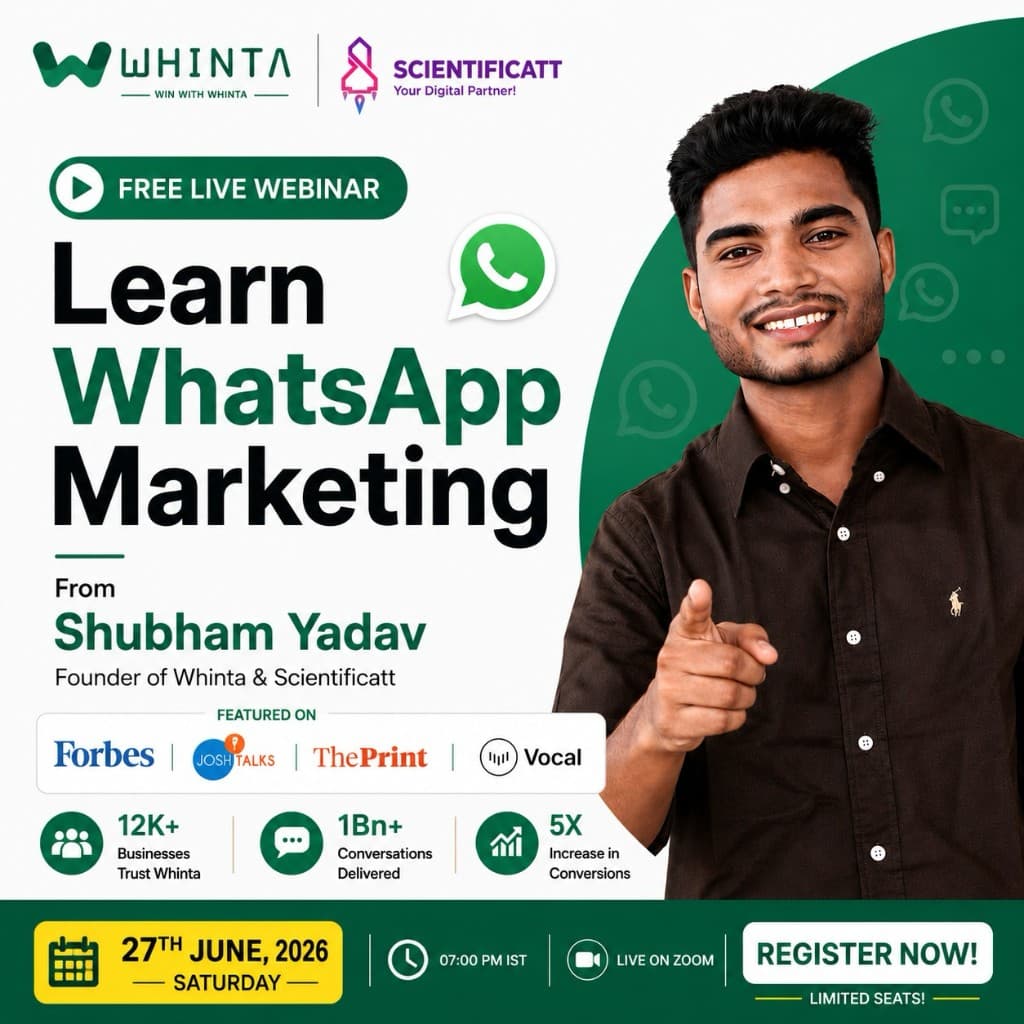 Shubham Yadav, Founder of Whinta and Scientificatt